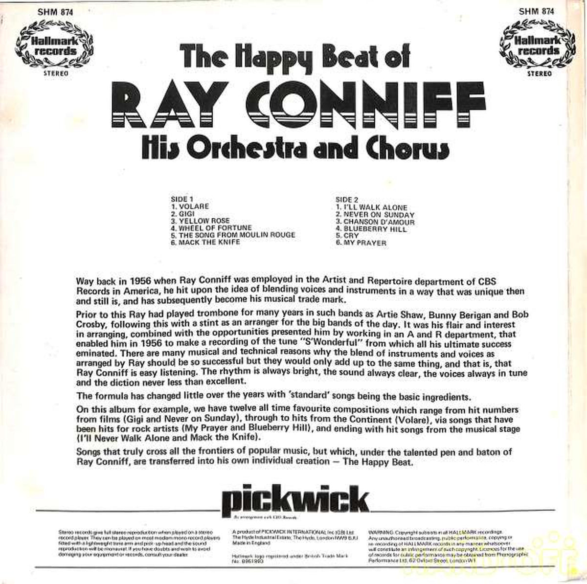 Hallmark (import, English) Ray Koniff His Orchestra & Chorus "Happy Beat SHM-874"
