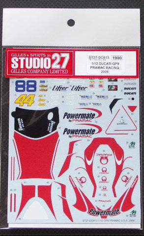 Studio27 DC813 1/12 DUCATI GP9 PRAMAC RACING 2009 DECAL - BanzaiHobby