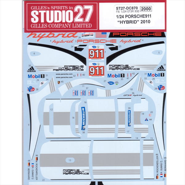 Studio27 DC870 1/24 Porsche 911GT3R "Hybrid" 2010 #911 - BanzaiHobby