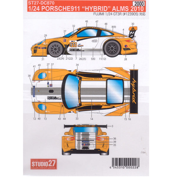 Studio27 DC870 1/24 Porsche 911GT3R "Hybrid" 2010 #911 - BanzaiHobby
