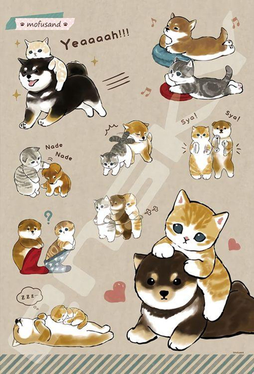 Ensky 300-3026 Shiba x Nyan mofusand - mofusand (Puzzle, 300 Pieces, 26 x 38 cm)