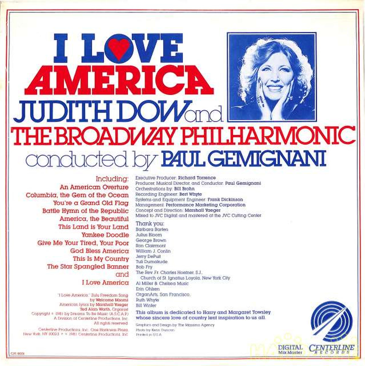 Centerline Records (Import, USA) Judeth Dow "I Love America" CPI-8001