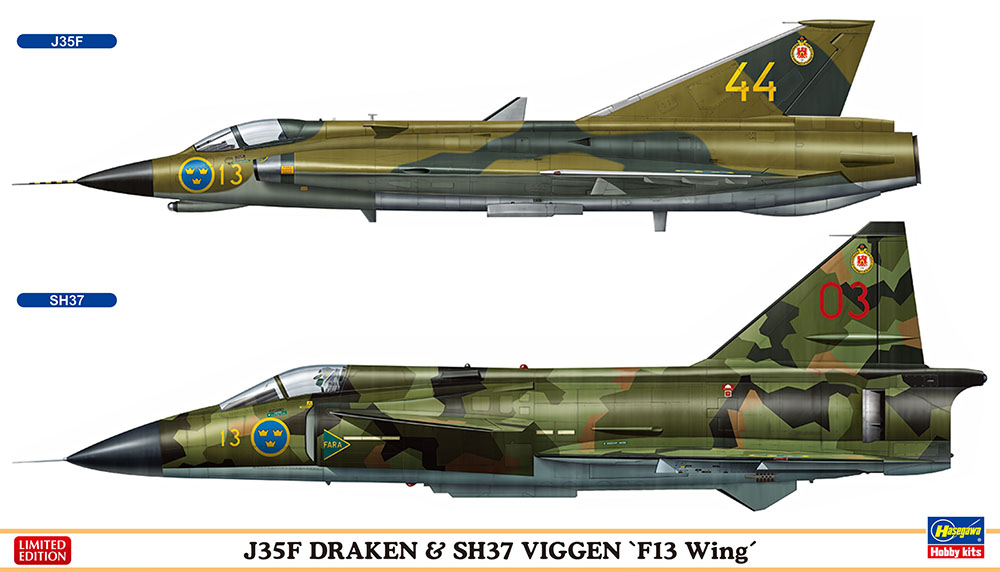 Hasegawa 02281 1/72 J35F Draken & SH37 Viggen F13 Wing