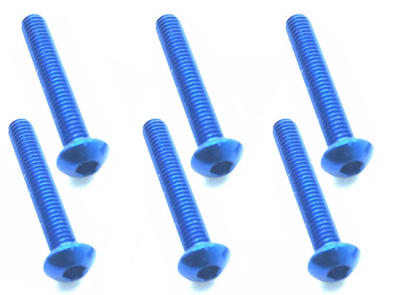 Square NAX-318BY 3x18 Hex Button-Head Screws (Dark Blue / 6 pcs)