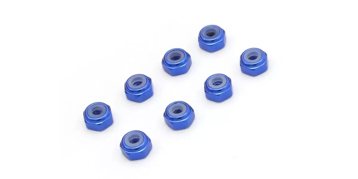 Kyosho MZW128BL M2 Aluminum Nylon Color Nuts (8 pieces) (Blue)