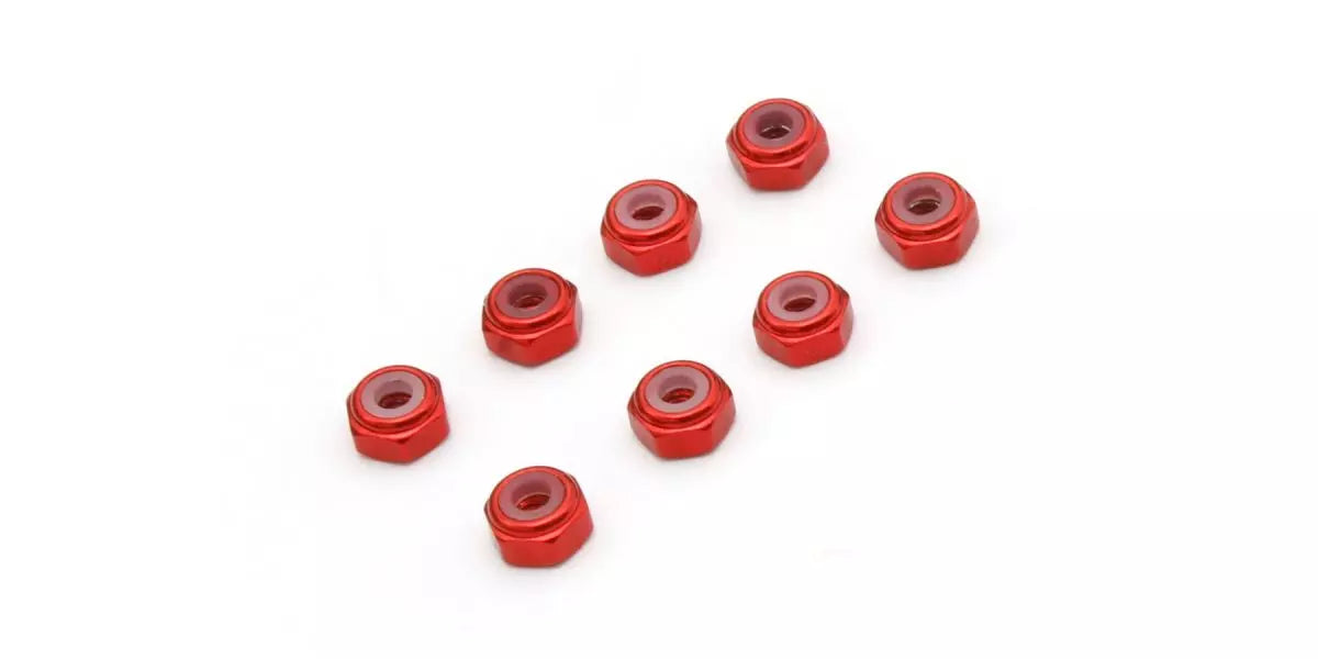 Kyosho MZW128R M2 Aluminum Nylon Color Nuts (8 pieces) (Red)
