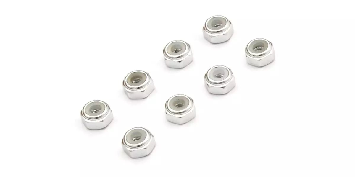 Kyosho MZW128S M2 Aluminum Nylon Color Nuts (8 pieces) (Silver)