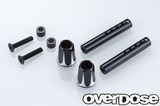 (PO OCT 2026) OVERDOSE OD2662B Soporte delantero de aluminio ajustable (negro) - BanzaiHobby
