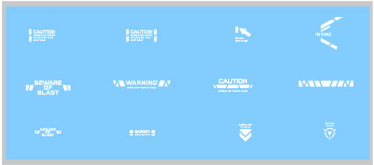 Sujiborido ST02-C02-WH Robo Decal Caution Mark 02 White - BanzaiHobby