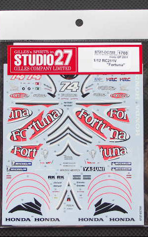 Studio27 DC789 1/12 Honda RC211V Fortuna 2002 Decals (for Tamiya)