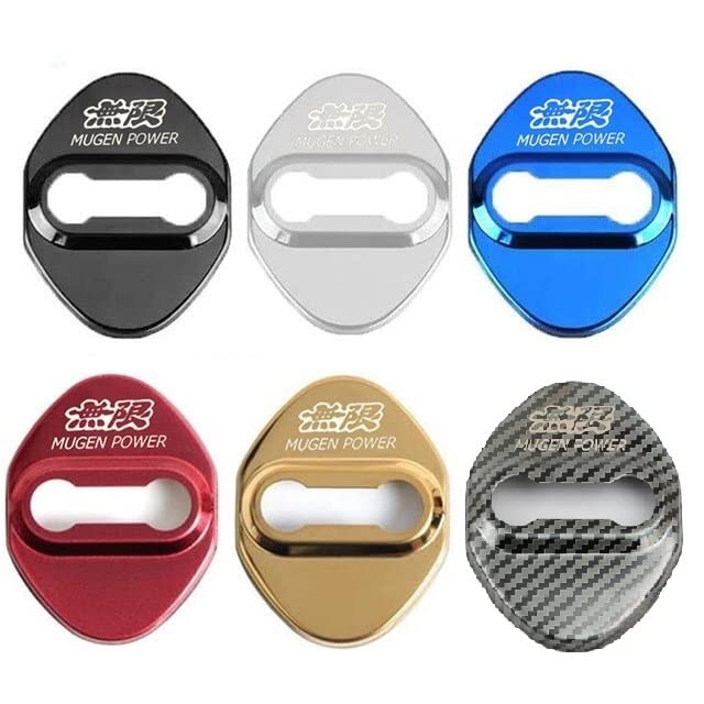 Honda Mugen MUGEN Door Lock Cover Door Striker Decoration Stainless Steel Accessories Car Easy Installation Double-Sided Tape Mirror Finish 4 Pieces (Blue) [Parallel Import] - BanzaiHobby