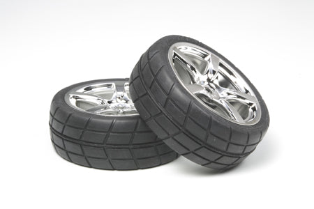53955 5 Spoke Metal Plated Wheels - w/Cemented Radial Tires
