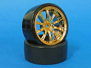 BL211 Tapered Drift Tire + Euro 10 Spoke Gold Drift Wheels 2pcs