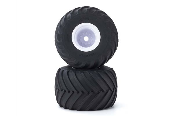 MATH001W Monster Tire with Wheel(White/V-Shaped/2pcs)