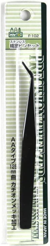 F-102 Cationic Plated AA Tip Tweezers, 4.9 inches (125 mm)