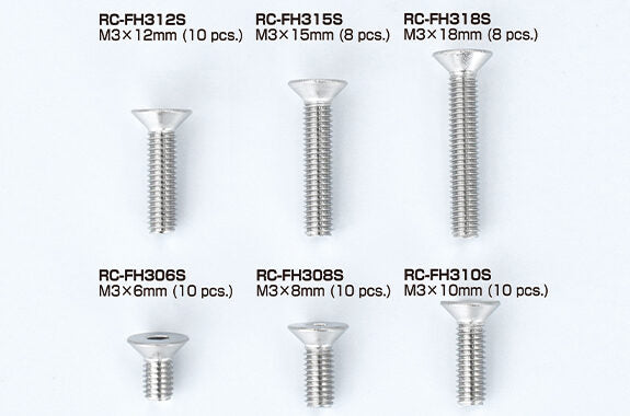 RC-FH312S Stainles Steel Flat Head Screw（M3×12mm、10pcs. ）