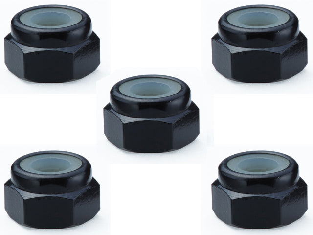 SGX-04BK Aluminum 4mm Nylon Nut Black 5pcs