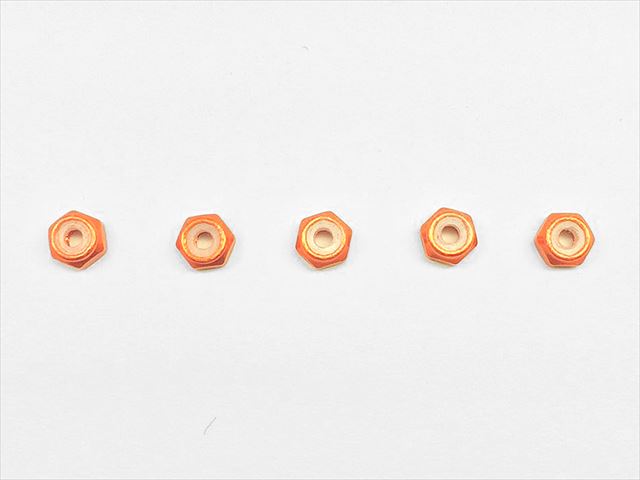 SGX-02UOR Aluminum thin 2mm nylon nut orange 5 pieces
