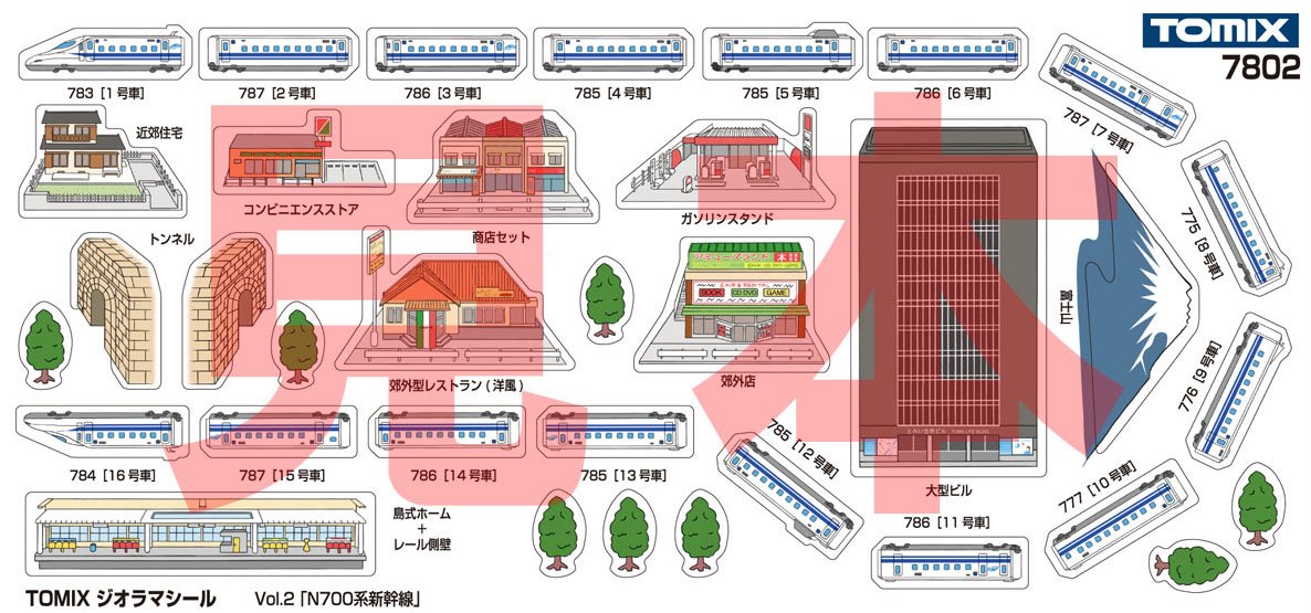 7802 Tomix Diorama Sticker Vol.2 [Series N700 Shinkansen]