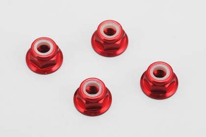 ZCR-N4AFA Aluminium Flanged Nylon Lock Nut 4mm Red